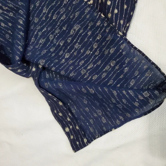Vintage Rizkallah for Malcolm Starr Navy Gold Blouse Size 12